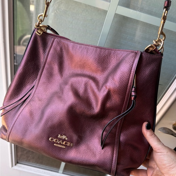 Shimmery Purple leather coach bag purse